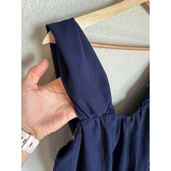 Lulus Women's Dark Navy Blue Sleeveless Maxi Dress Large Formal Wedding New - Picture 5 of 12